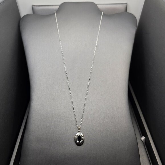 VTG JM Fisher Sterling Silver Sweetheart Locket Necklace 22" Floral Etched 1940s - Picture 2 of 15